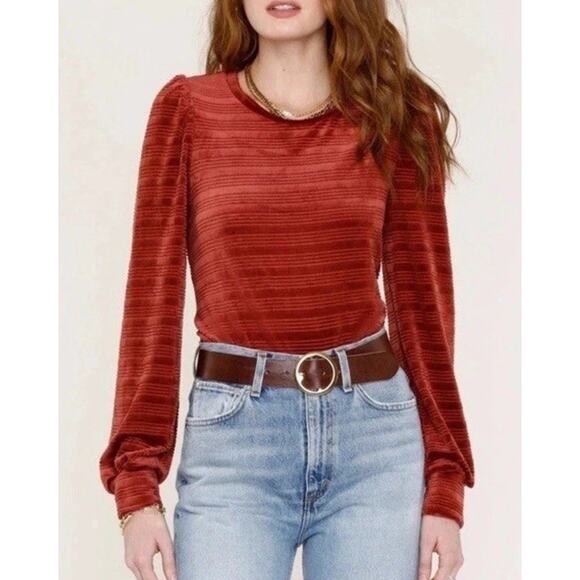Heartloom Sangria Rust‎ Somi Velvet Sweatshirt Top Size Size M - Picture 1 of 7